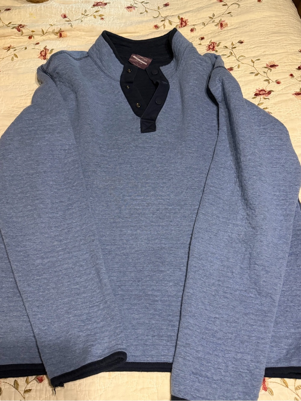 Johnston & Murphy Blue Heather Zip-Up Sweater with Black Trim
